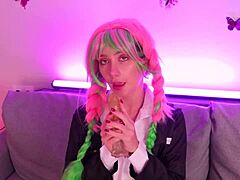 My hot Mitsuri Kanroji cosplay sucking dildo?