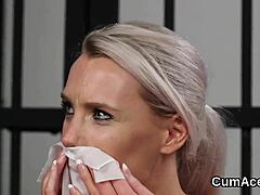 wacky honey gets cumshot on her face swallowing all the love juice