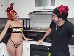 jade mercury gives sexual gift to william vega in kitchen