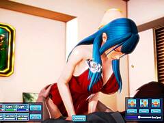 blue haired beauty has fun silly