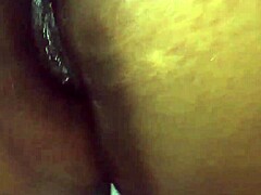 Petite Ebony Gives Footjob And Takes Cock In Ass