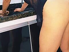 i fuck blonde milf on sink and cum inside... oops