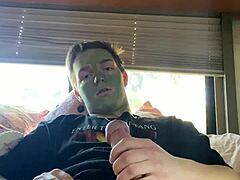 I stroke my cock during skin care, feeling so fit.