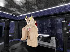 Is the blonde succubus enjoying the cat boy's dick in hardcore action?