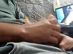 Solo boy performs intense masturbation session in video number 34 with focused strokes and climax.