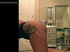 Sexy big booty tattooed chick twerks provocatively