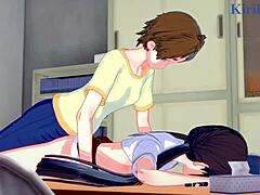 Hanako Honda și Chisato Higuchi în sex futanari sălbatic - Asobi Asobase Hentai Action