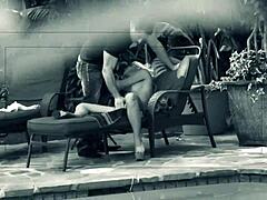 Blonde Aubrey Addams Blows Cock Rides Like Pro Poolside Outdoor Voyeur Facial Glasses!