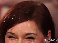 Unusual centerfold gets... uhh, cum all over face!