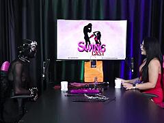 ramona enjoys 69 in sheer red lingerie at swinger party