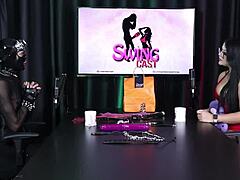 ramona enjoys 69 in sheer red lingerie at swinger party