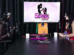 ramona enjoys 69 in sheer red lingerie at swinger party