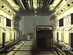 가슴 큰 블론드 노예가 SF 랩에서 안드로이드 자지로 도그스타일 박히고 장난감으로.