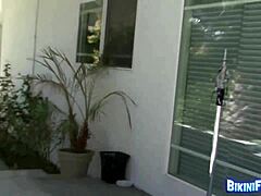 Randy Moore Boldly Plays In Bikini Outdoors, Showing Her Tits