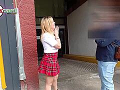 I pick up a stranger from the street and my worker fucks her with big cock, she licks tits and blows him to orgasm 😍