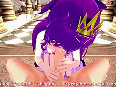 Scathach and Skadi engage in fantasy sex on throne in anime style.