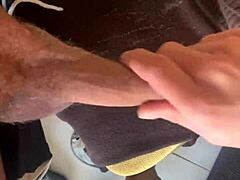 Intimate custom handjob and blowjob leading to passionate cumshot in jersey