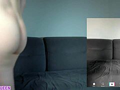 Belle-sœur ose montrer sa chatte gonflée en mini-jupe en essayant culottes dehors