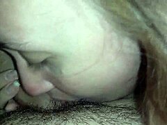 Redhead feels deep emotion during intense blowjob session