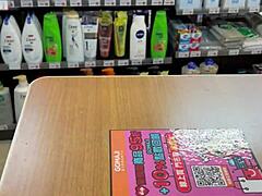 Bold Asian Ladyboy Flashes New Thong In Store.