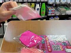 Bold Asian Ladyboy Flashes New Thong In Store.