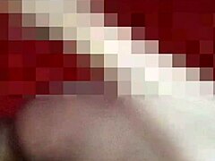 Latina wife sucks husband's big white cock intensely before riding him to cum in condom