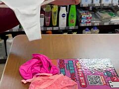 Bold Asian Ladyboy Flashes New Thong In Store.