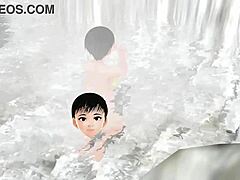 anime girl leo tries a secret mixed bath without a towel in the hot springs