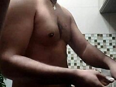 Macho guy bent over washing dishes 😏