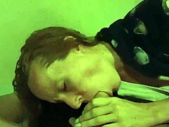 Brunette gets facial and swallows cum