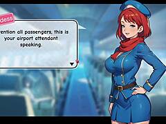 Redhead flight attendant in Honeysun game