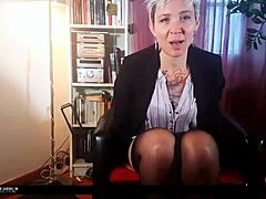 your french banker milf jerks off in roleplay