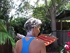 Deauxma gives shampoo treatment followed by detailed blowjob on big tits.