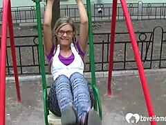 Cutie At Playground Excels In Sucking Skills