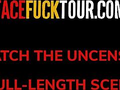 Hvordan håndterer lille blond Mimi Cica hård dyb mundarbejde og ansigts-sædafgang?