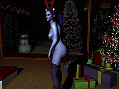 Widowmaker the sexy assassin teases with big tits dancing on christmas
