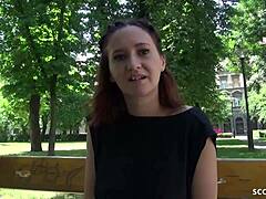 Escoteira alemã magra 18+ Gina leva pau depois da uni