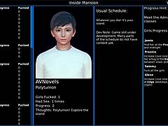 Cute anime girl in sexy outfit shows big tits in 3D game