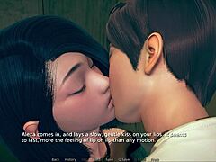 Cute anime girl in sexy outfit shows big tits in 3D game