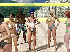 Animierte Volleyball-Babes in Aktion