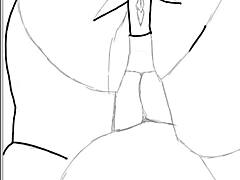 Detailed Drawing Of Black Big Booty BBW In Doggy Style Position, Bent Over With Fat Ass Exposed