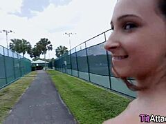 Buxom babe receives a facial treatment