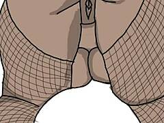 Detailed Drawing Of Black Big Booty BBW In Doggy Style Position, Bent Over With Fat Ass Exposed