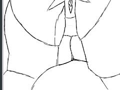 Detailed Drawing Of Black Big Booty BBW In Doggy Style Position, Bent Over With Fat Ass Exposed