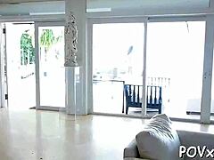 wicked teen 18+ beauty adores old partner's balls with nasty sloppy licking in pov orgasm