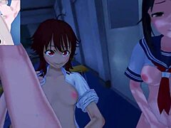 ノックするふたなり美女がワイルドなヘンタイPOVでアナル中出し