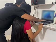 Hot job interview turns wild with young wife!