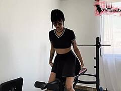 Masturbating In The Gym With Dildo