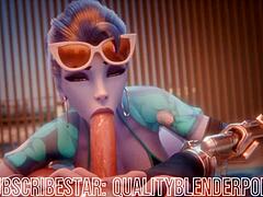 Widow Deepthroats Cock On The Beach