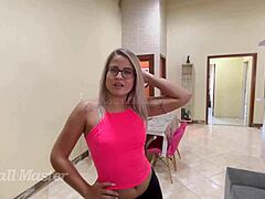 Blonde slut cheats on husband to give tight pussy